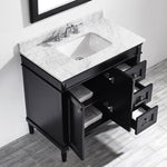 Charlotte 36” Black Vanity Unit With Marble Top