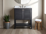 Belmont 600MM Carrara Marble Black Vanity Unit