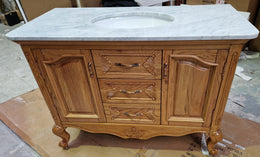1200MM Oak Brown Vanity Unit Marble Top