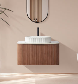 Carrara 750MM Fluted Vanity Unit With Stone Top