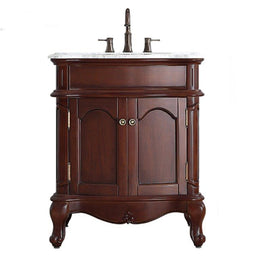 Astoria 30” Antique Cherry Vanity With Marble Top