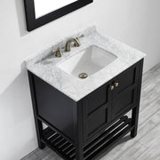 Belmont 600MM Carrara Marble Black Vanity Unit