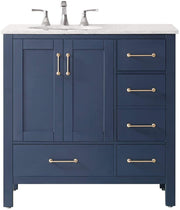Oxford 36” Royal Blue Vanity With Carrara Marble
