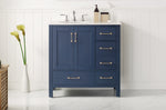 Oxford 36” Royal Blue Vanity With Carrara Marble