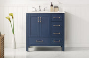 Oxford 36” Royal Blue Vanity With Carrara Marble
