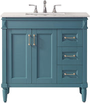 Charlotte 36” Royal Green Vanity Unit With Marble Top