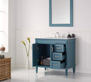 Charlotte 36” Royal Green Vanity Unit With Marble Top