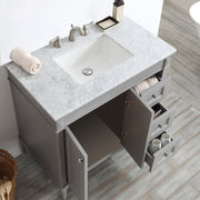 Charlotte 36” Grey Vanity Unit With Marble Top