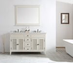Classic 60” Antique Beige Vanity Unit With Marble Top