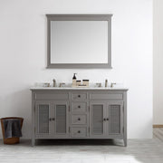 Classic 60” Grey Vanity With Marble Top