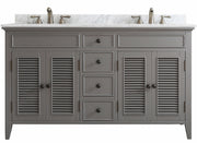 Classic 60” Grey Vanity With Marble Top