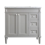 Charlotte 36” Grey Vanity Unit With Marble Top