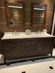 1850MM Brown Marble Vanity Unit - Double Basin