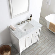 Charlotte 36” White Vanity Unit With Marble Top