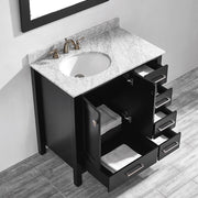 Oxford 36” Black Vanity Unit With Carrara Marble