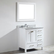 Oxford 36” White Vanity With Carrara Marble