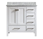 Oxford 36” White Vanity With Carrara Marble
