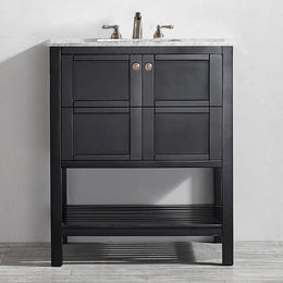 Belmont 600MM Carrara Marble Black Vanity Unit