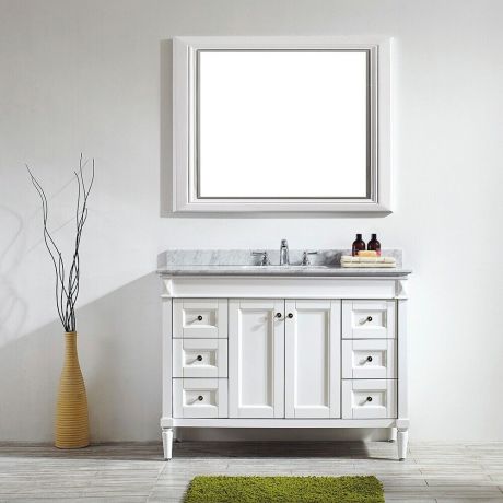 Charlotte 48” White Vanity Unit With Marble Top