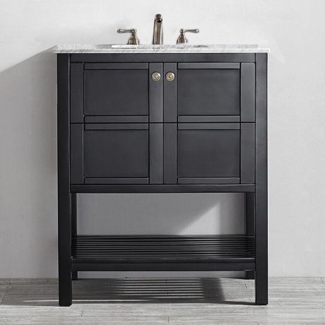 Belmont 750MM Carrara Marble Black Vanity Unit